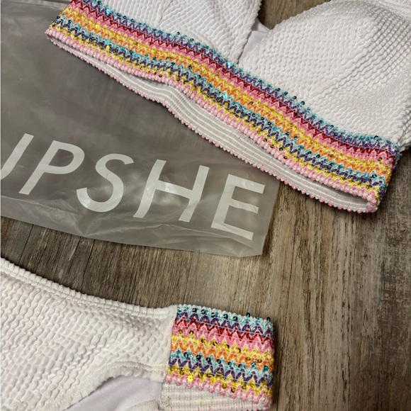 NWOT CUPSHE white sequin two piece swimsuit - Picture 8 of 9